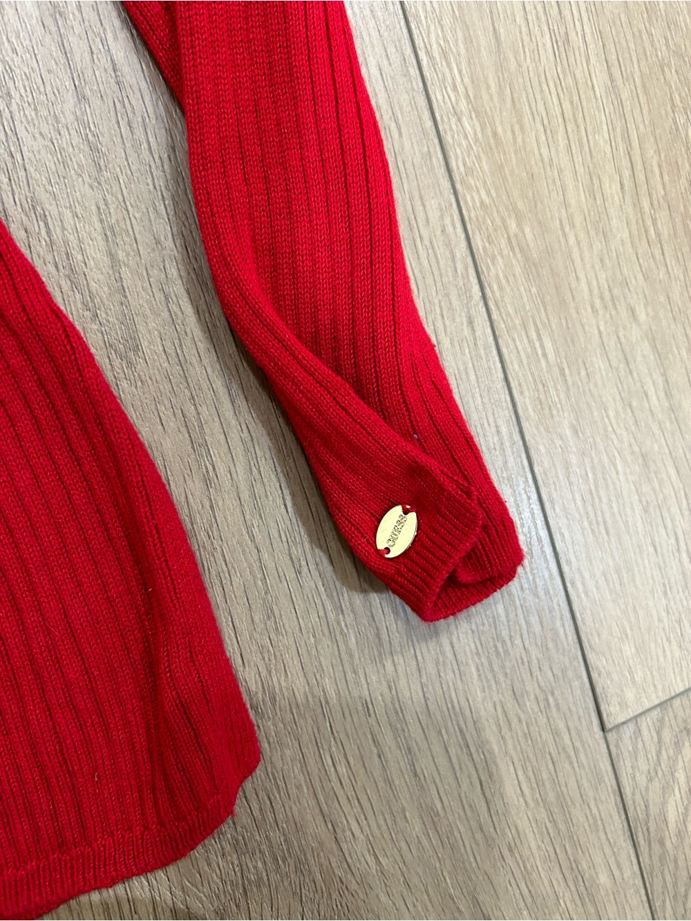 Guess Red V-Neck Ribbed Sweater - Picture 4 of 4